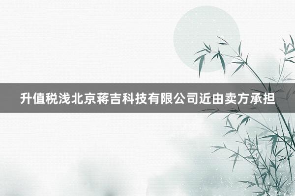 升值税浅北京蒋吉科技有限公司近由卖方承担